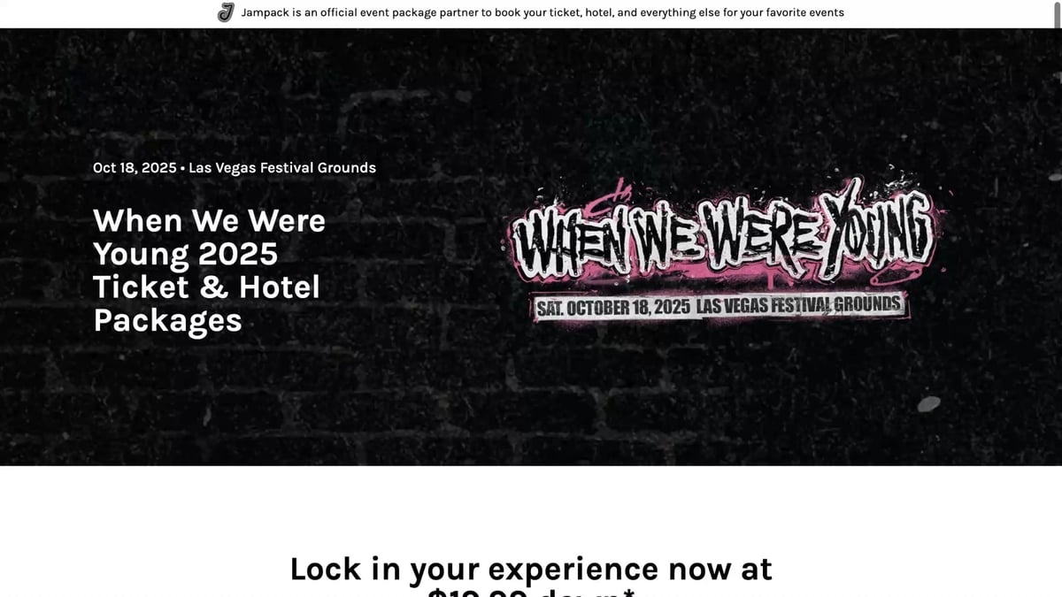 Customized event packages page
